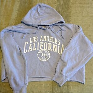 Hollister Cropped Light Blue Hoodie